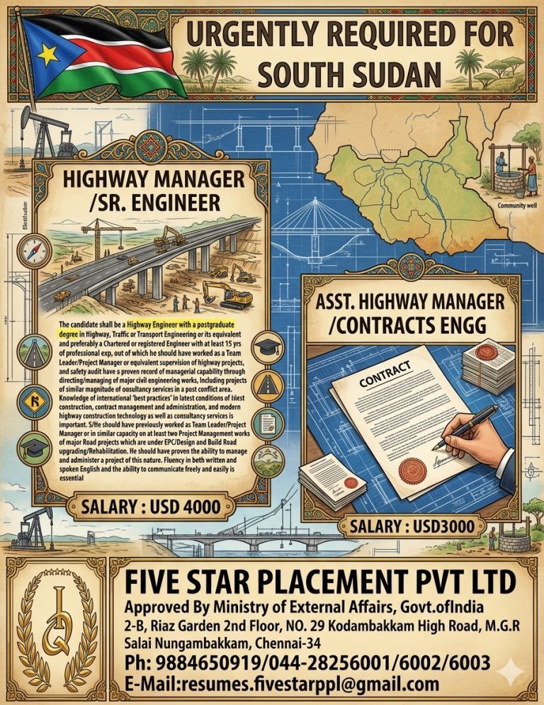 URGENT REQUIREMENT FOR SOUTH SUDAN