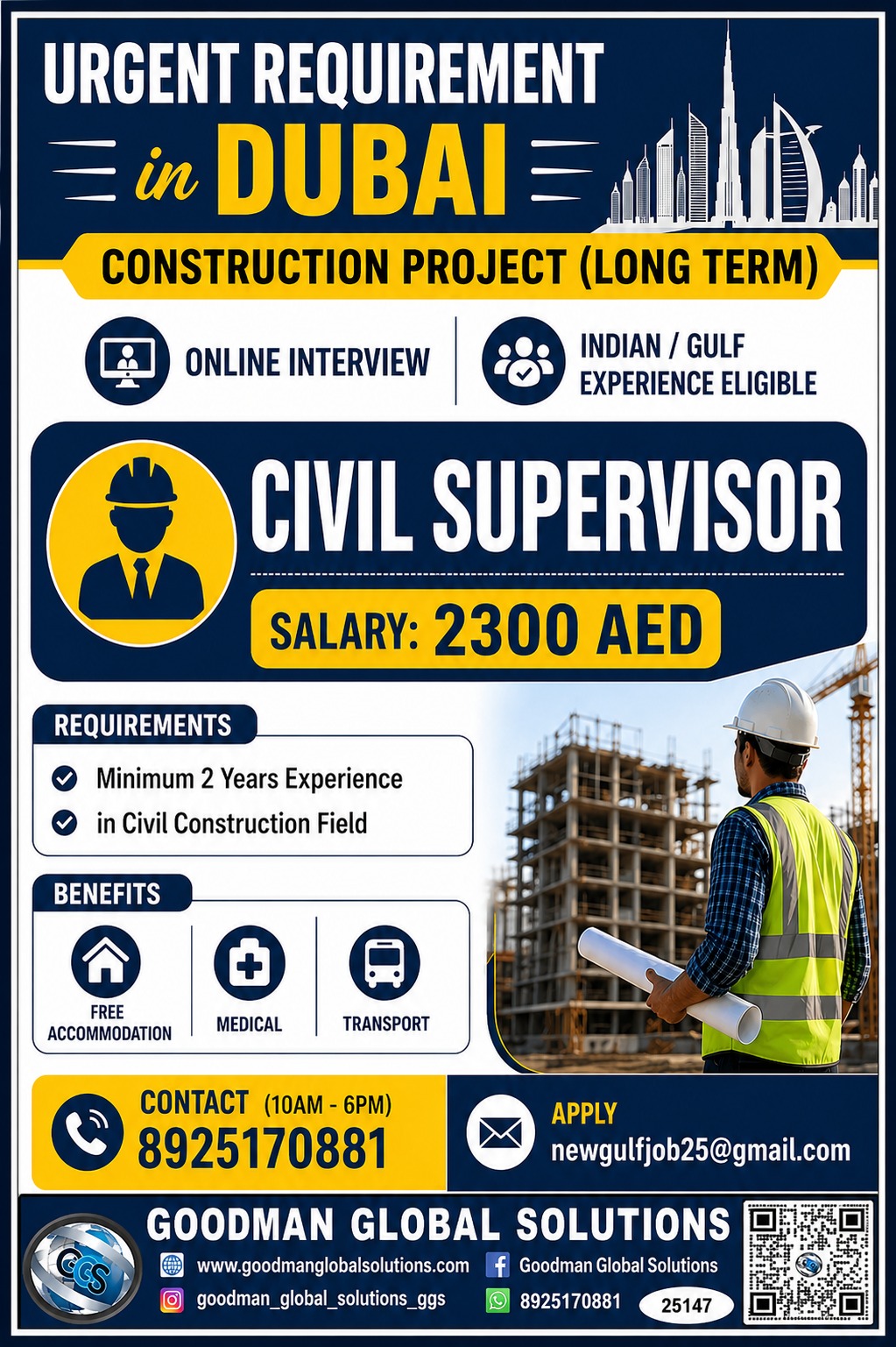 URGENT REQUIREMENT – DUBAI- LONG TERM ONLINE INTERVIEW –  CV SHORTLISTING UNDER PROGRESS 