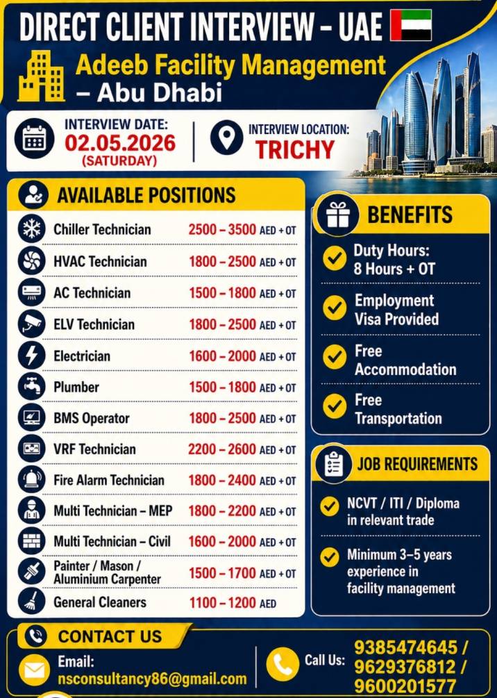 ADEEP FACILITY MANAGEMENT COMPANY REQUIREMENT FOR ABU DHABI,UAE