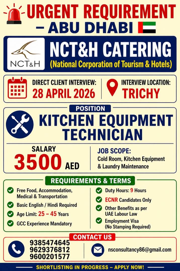 LEADING NTC & H CATERING REQUIREMENT FOR ABU DHABI