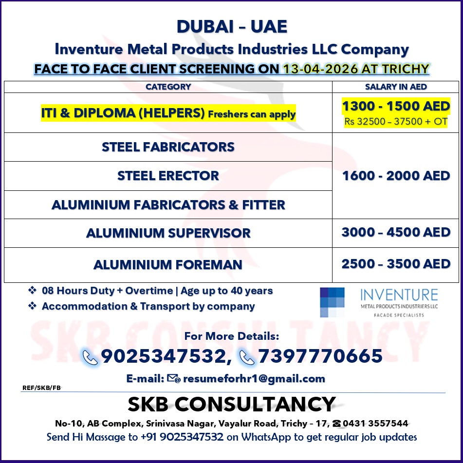 Hiring For Dubai,