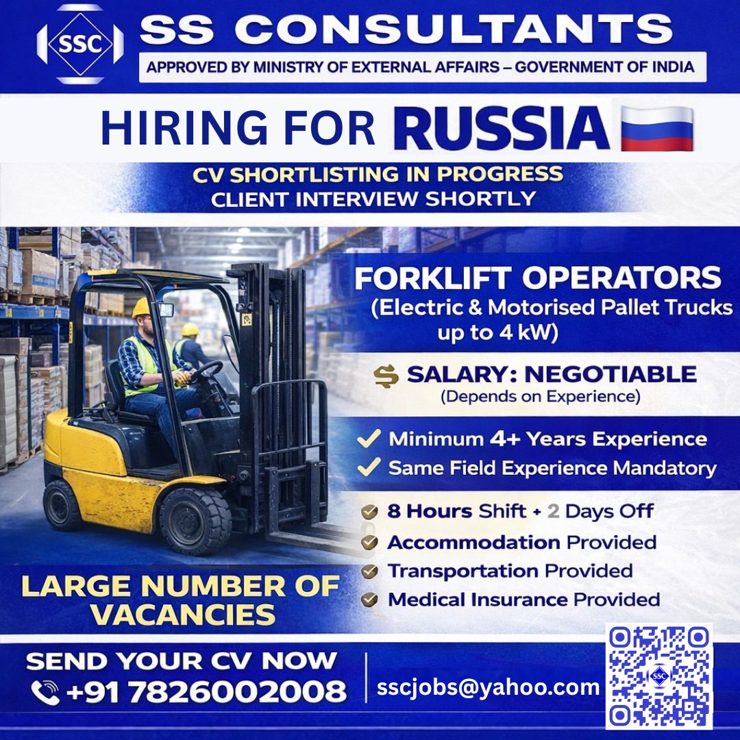 Russia Job Vacancy 2026 – Forklift Operator Jobs | Accommodation & Benefits Included