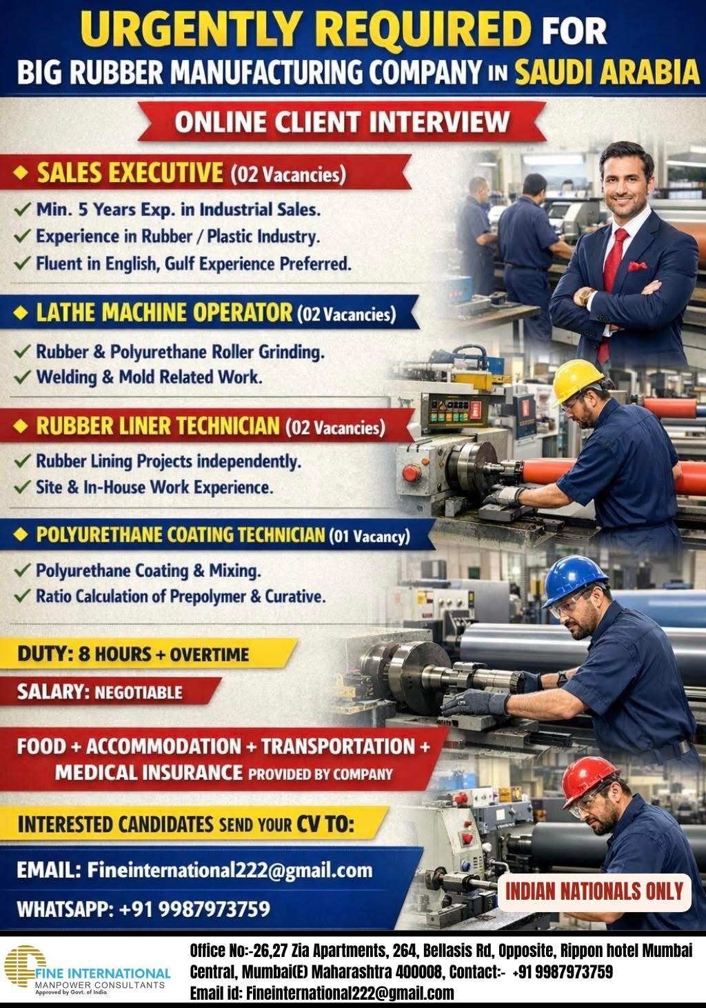 [MULTIPLE] Jobs in [SAUDI ARABIA ] – [FINE INTERNATIONAL MANPOWER ] ONLINE CLIENT INTERVIEW