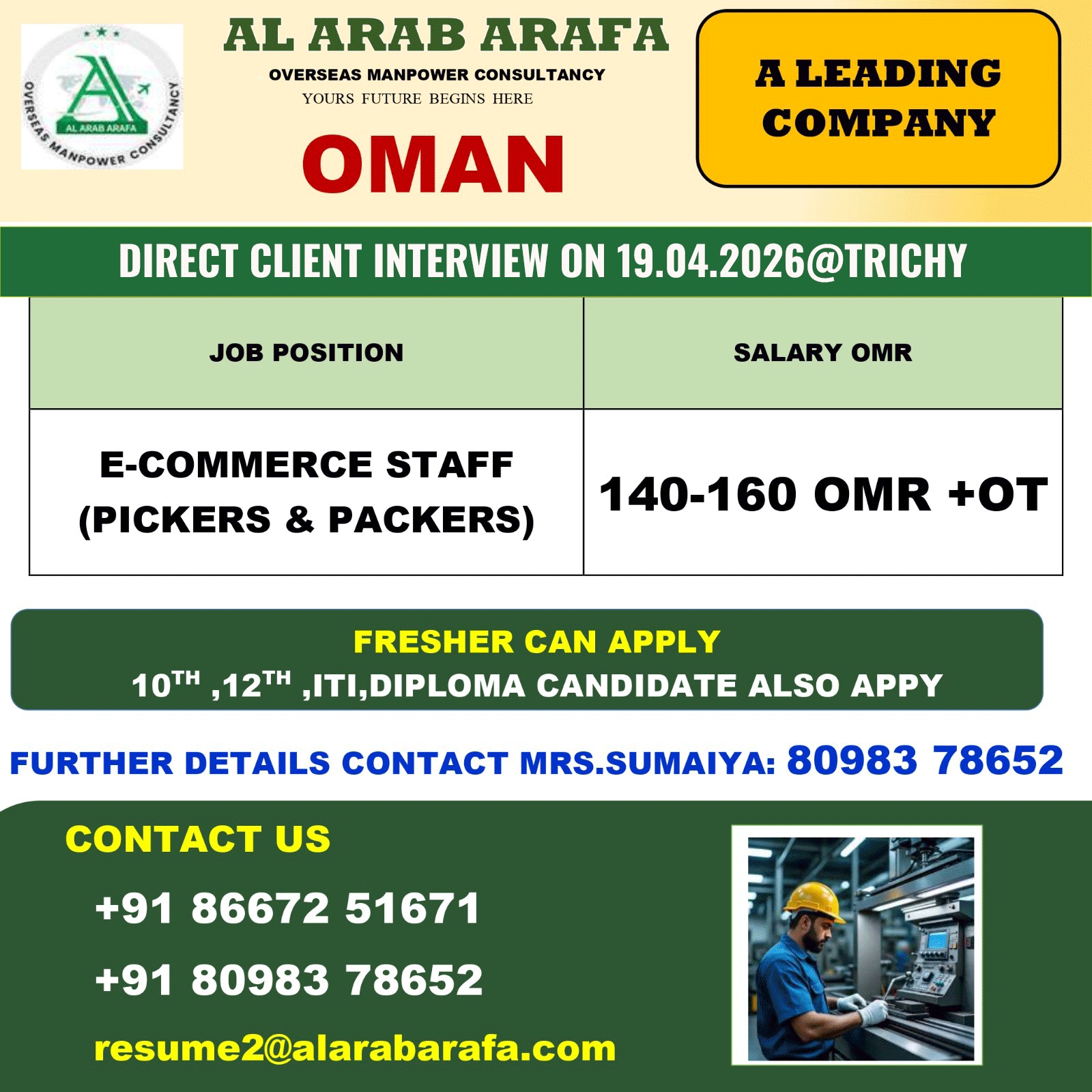 DIRECT CLIENT INTERVIEW ON 19.04.2026 @TRICHY