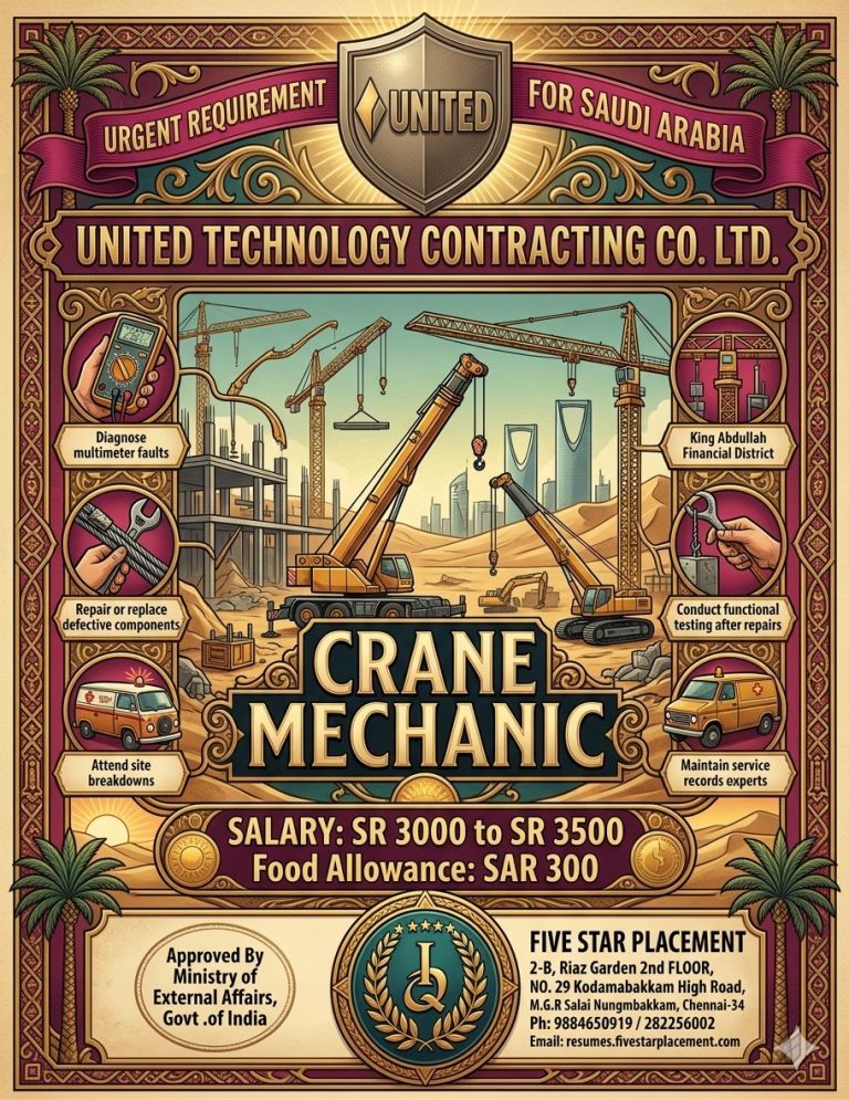 URGENT REQUIREMENT FOR SAUDI ARABIA