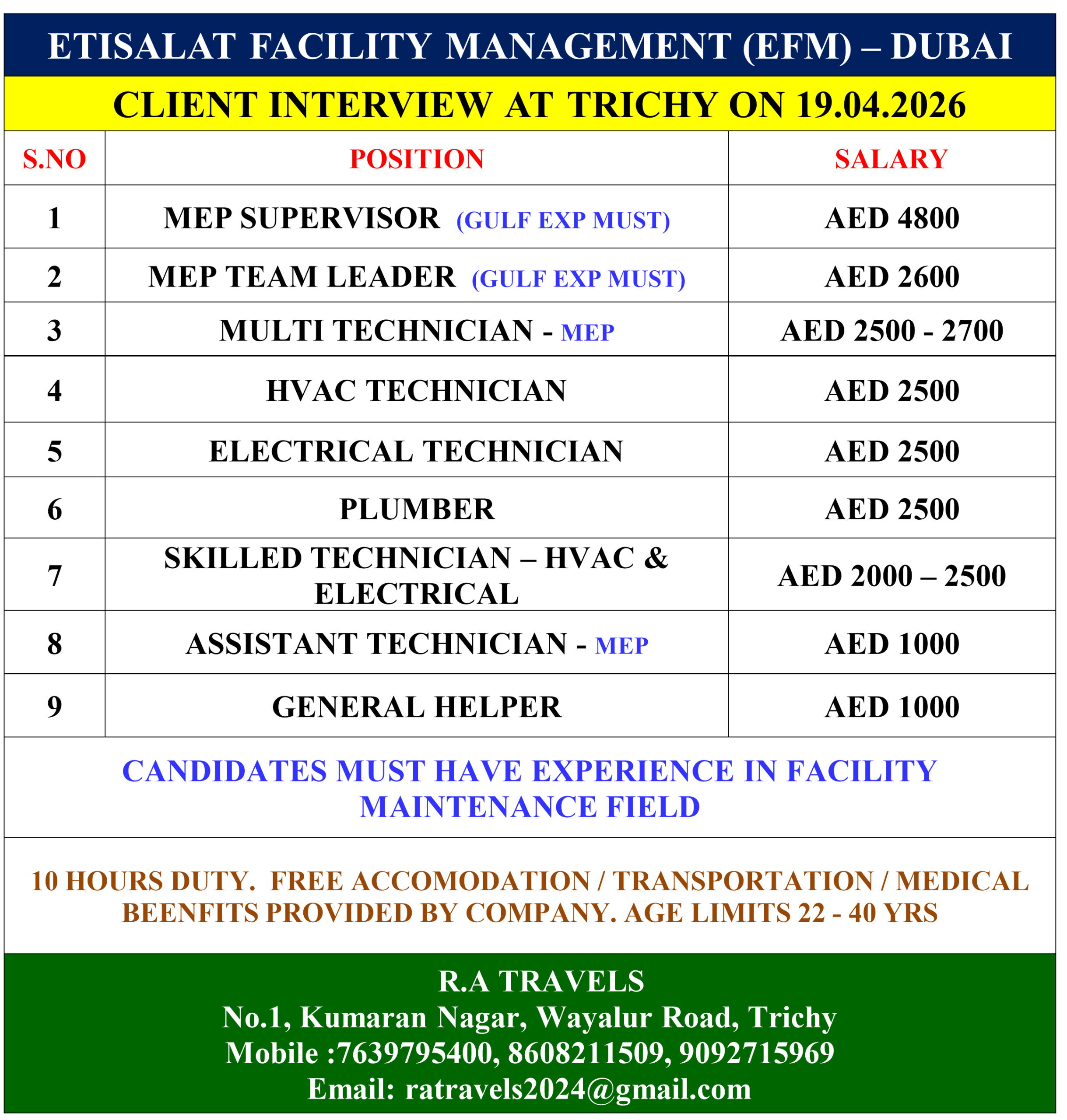 ETISALAT FACILITY MANAGEMENT (EFM) – DUBAI