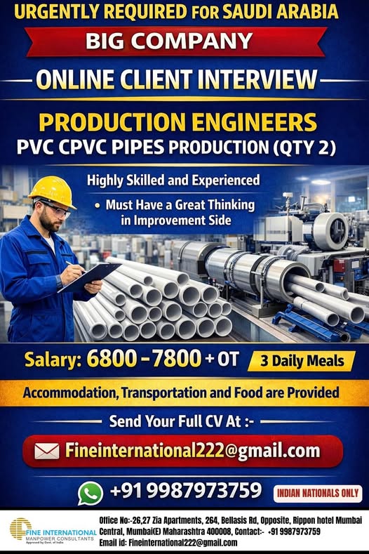 URGENT REQUIREMENT SAUDI ARABIA BIG COMPANY Online Client Interview