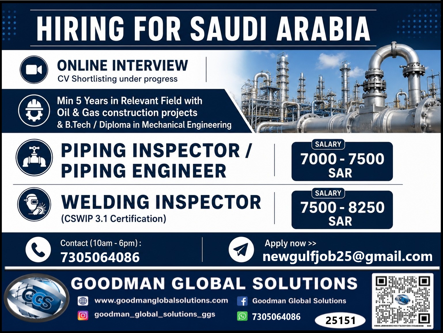  REQUIREMENT – SAUDI ARABIA – LONG TERM ONLINE INTERVIEW -CV SHORTLISTING UNDER PROCESS