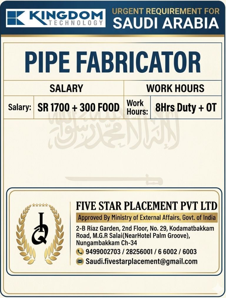 URGENT REQUIREMENT FOR SAUDI ARABIA