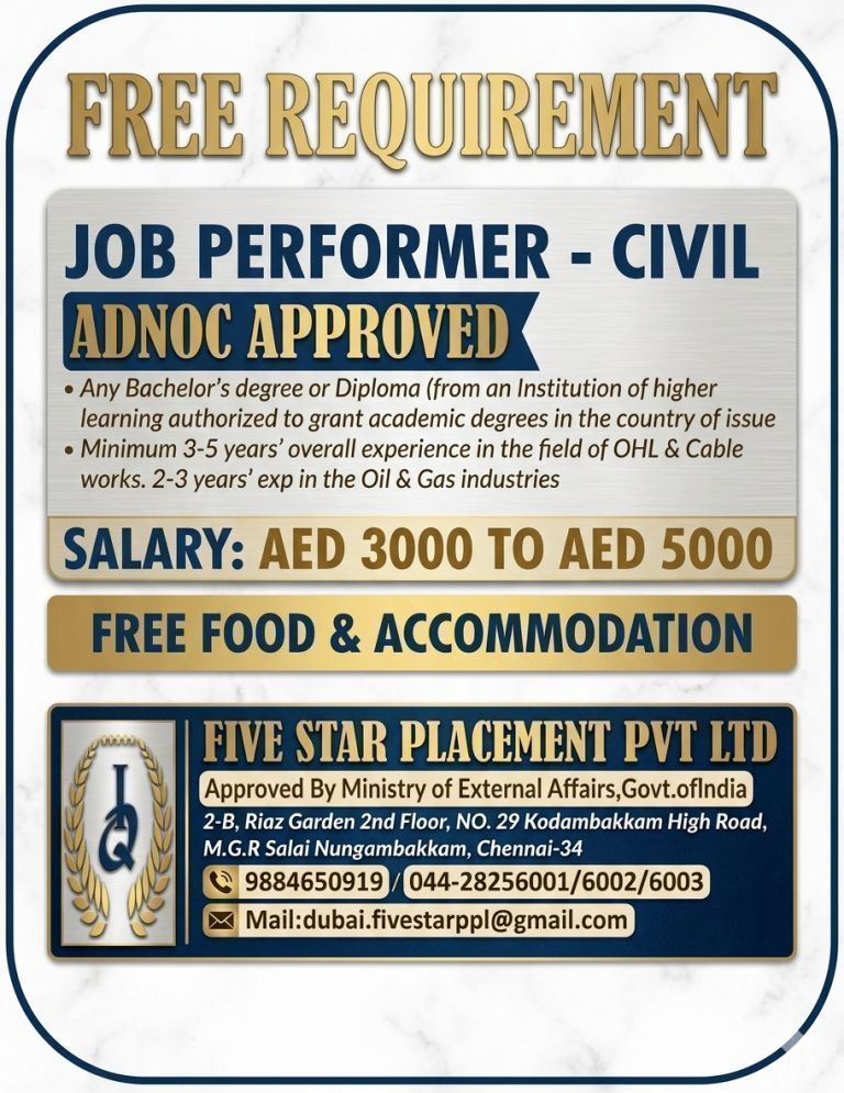 FREE REQUIREMENT FOR ABUDHABI
