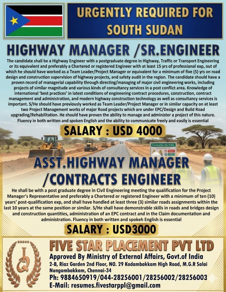 URGENT REQUIREMENT FOR SOUTH SUDAN
