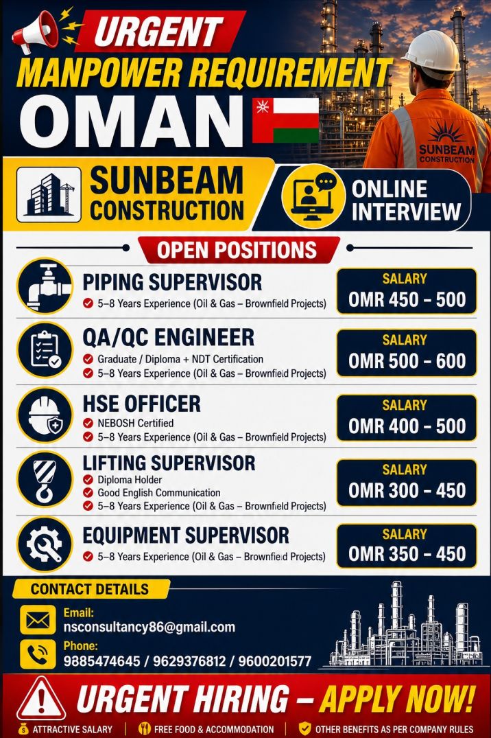 SUNBEEM CONSTRUCTION COMPANY REQUIREMENT FOR OMAN