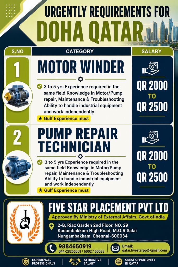 URGENT REQUIREMENT FOR DOHA QATAR