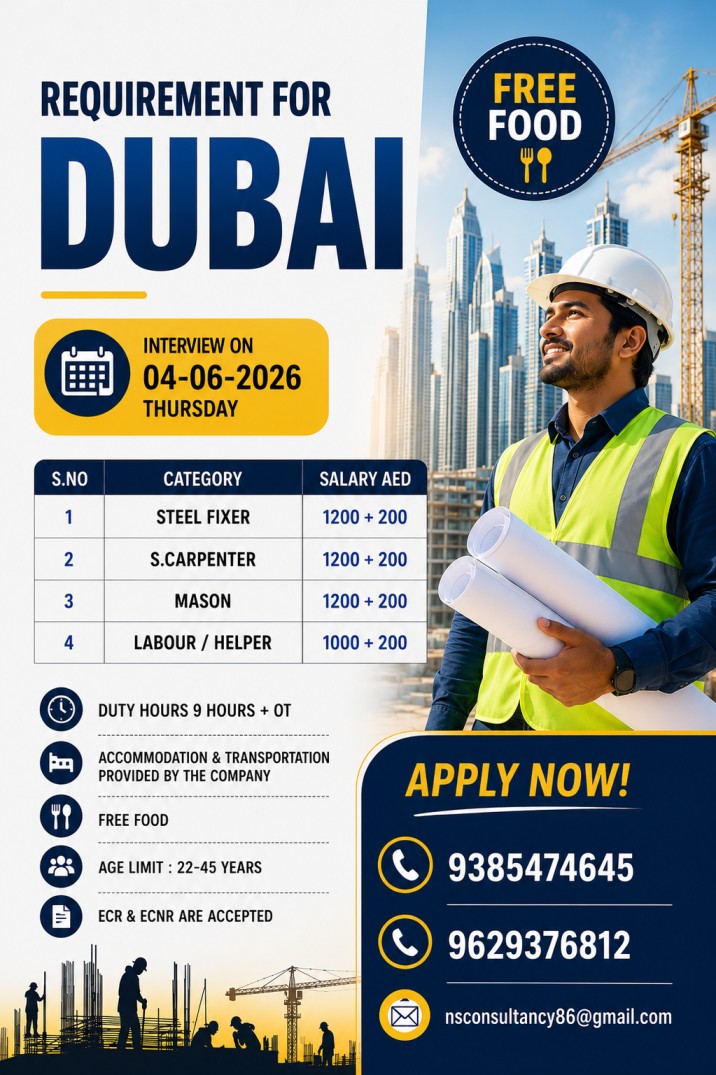 **Urgent Dubai Construction Jobs 2026 | Steel Fixers, Carpenters, Masons & Helpers Hiring**