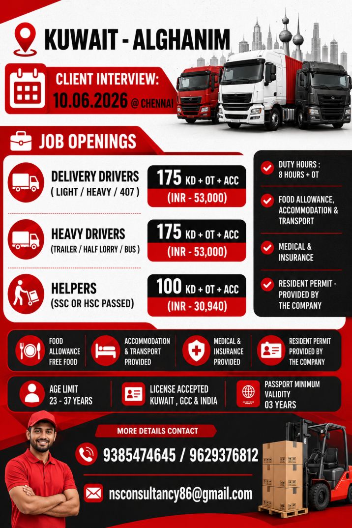 **Urgent Kuwait Logistics Jobs 2026 | Delivery Drivers, Heavy Drivers & Helpers Hiring**