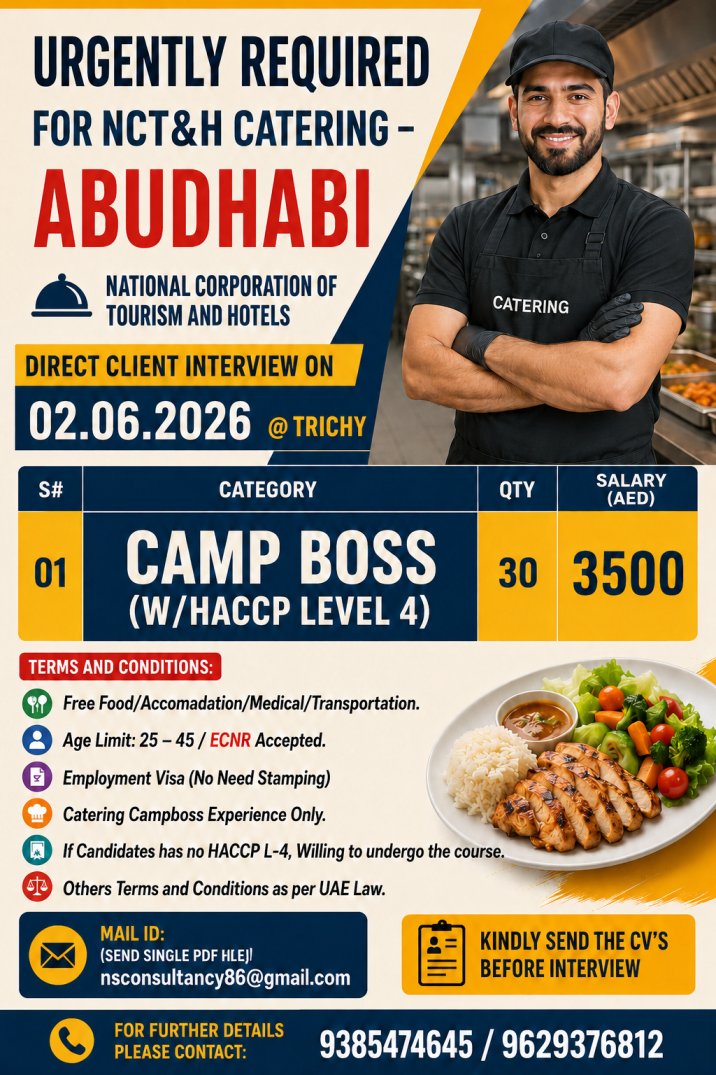 **Urgent Abu Dhabi Catering Jobs 2026 | Camp Boss (HACCP Level 4) Hiring**