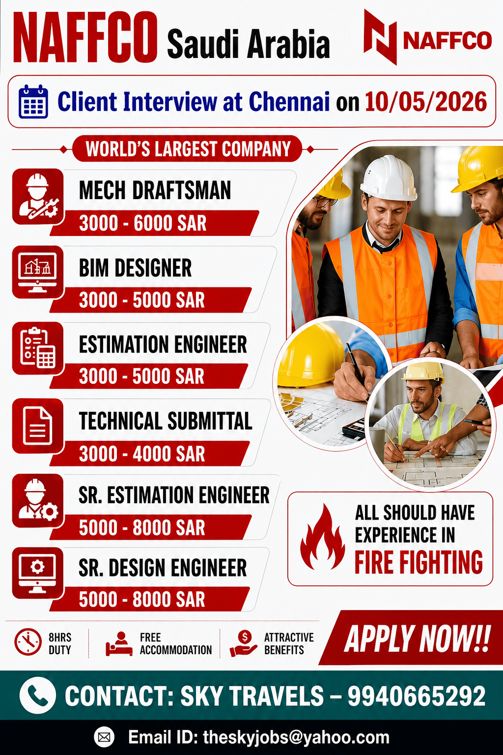 Urgently Required For Leading Company – Saudi Arabia.