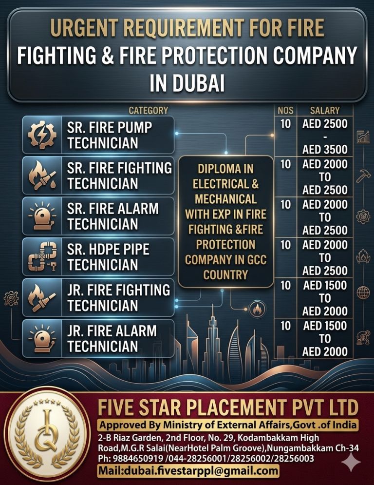 URGENT REQUIREMENT FOR DUBAI