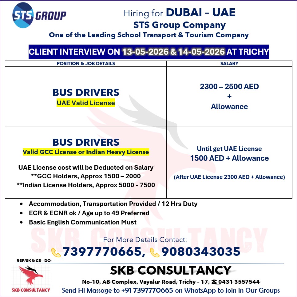 HIRING FOR DUBAI- STS GROUP COMPANY