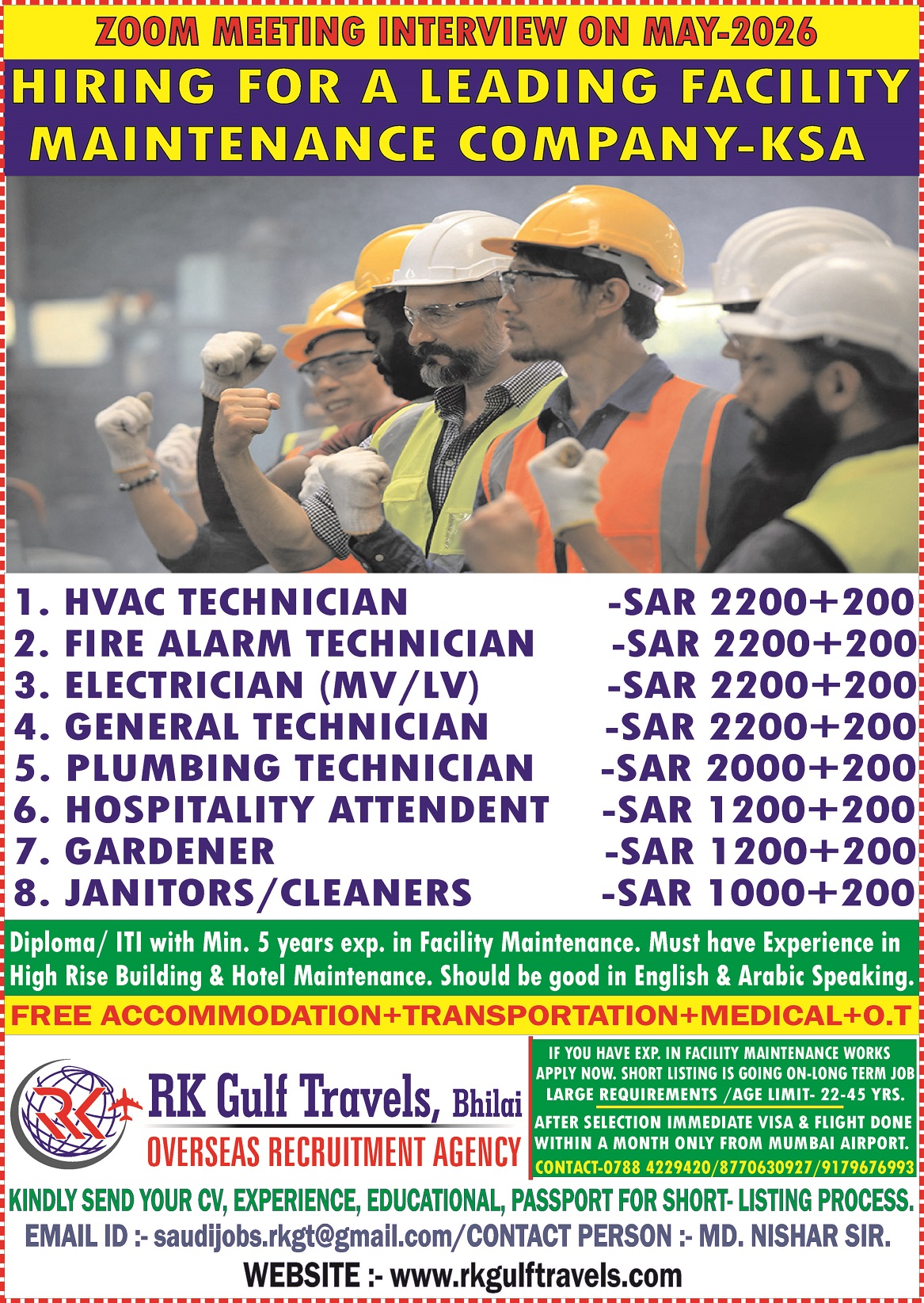 HIRING FOR A LEADING FACILITY MANAGEMENT COMPANY- SAUDI ARABIA.