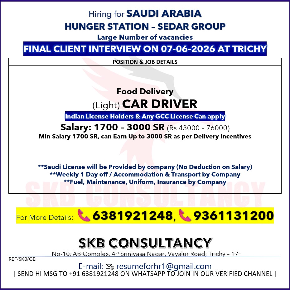 HIRING FOR SAUDI ARABIA – HUNGER STATION