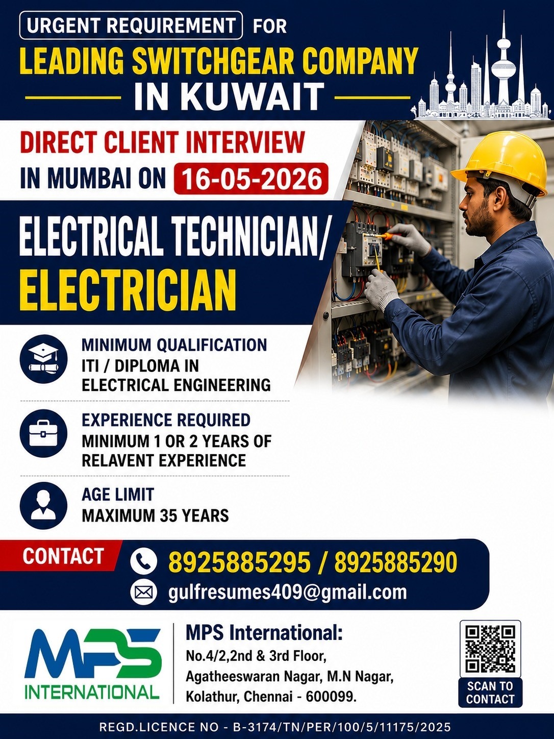 [Job Role] Jobs in URGENT REQUIREMENT FOR LEADING SWITCHGEAR COMPANY IN KUWAIT DIRECT CLIENT INTERVIEW IN MUMBAI ON 16-05-2026[Country] – [Consultancy Name] Walk-in Interview 2026