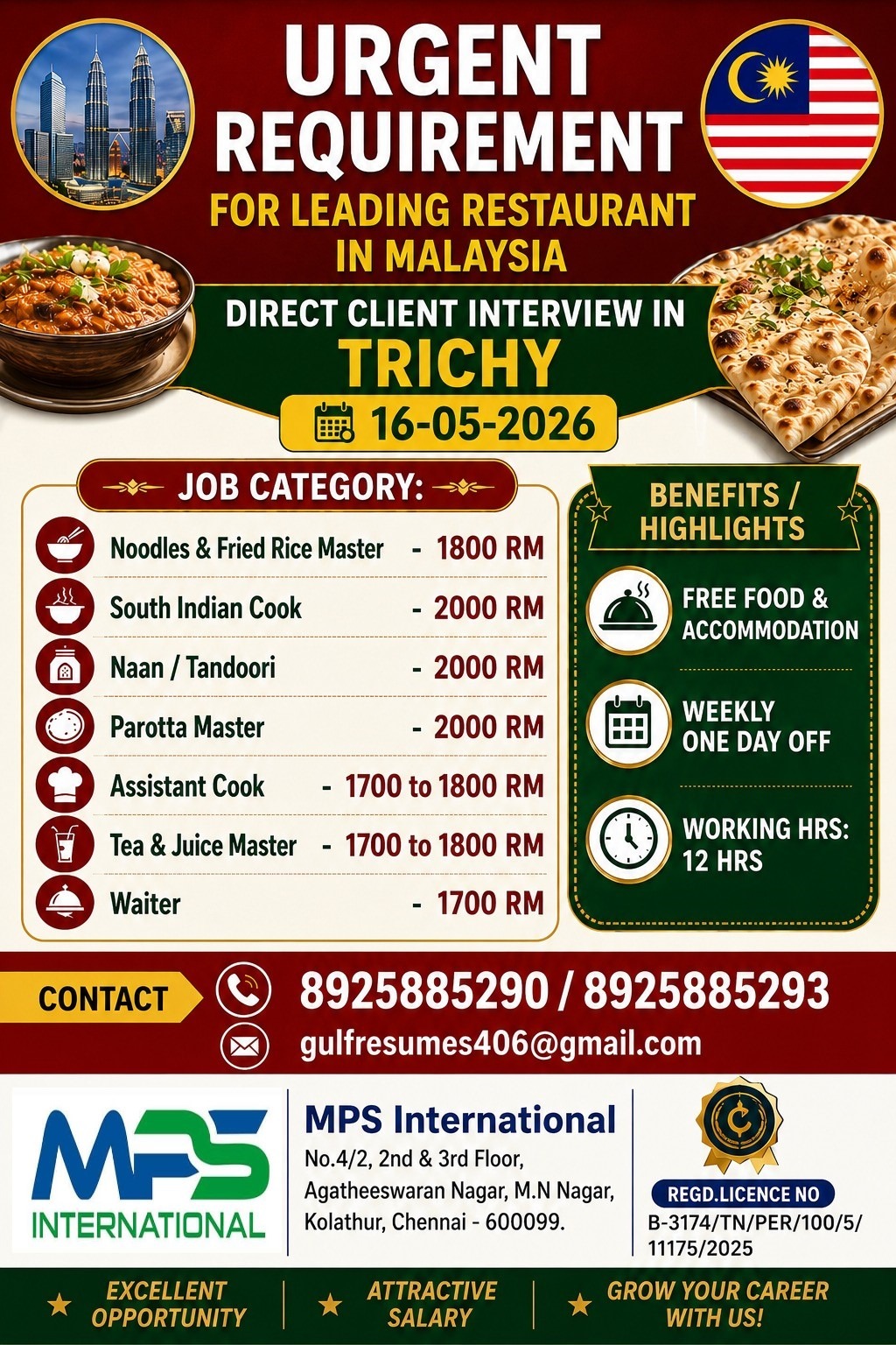 [Job Role] Jobs in [Country] – [ConsURGENT REQUIREMENT FOR LEADING RESTAURANT IN MALAYSIA DIRECT CLIENT INTERVIEW IN TRICHY 16-05-2026ultancy Name] Walk-in Interview 2026