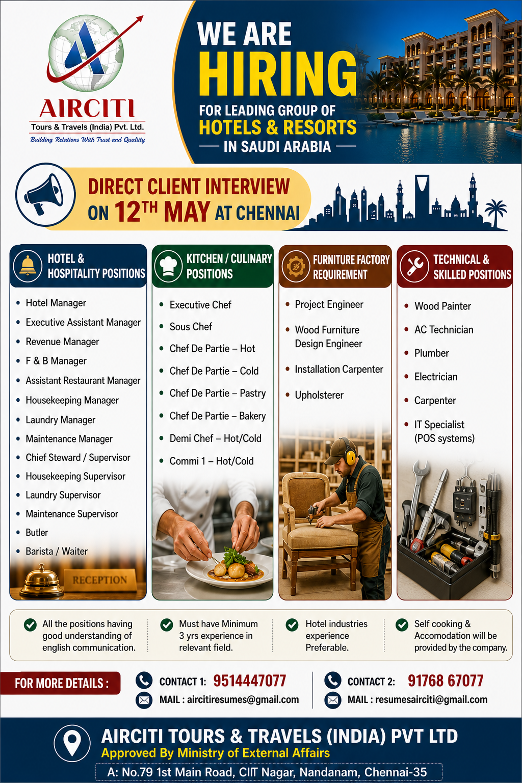 Hiring for Saudi arabia
