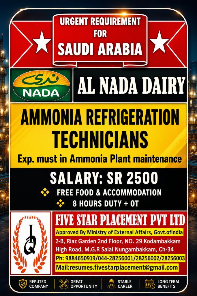 URGENT REQUIREMENT FOR SAUDI ARABIA