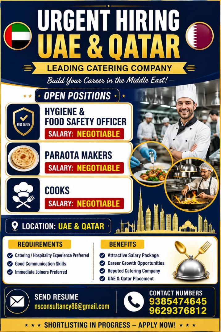 LEADING CATERING COMPANY REQUIREMENT FOR UAE & QATAR