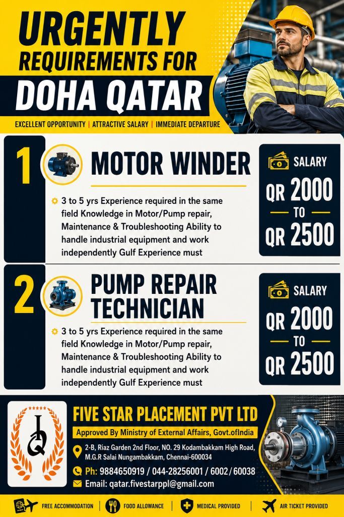 URGENT REQUIREMENT FOR DOHA QATAR