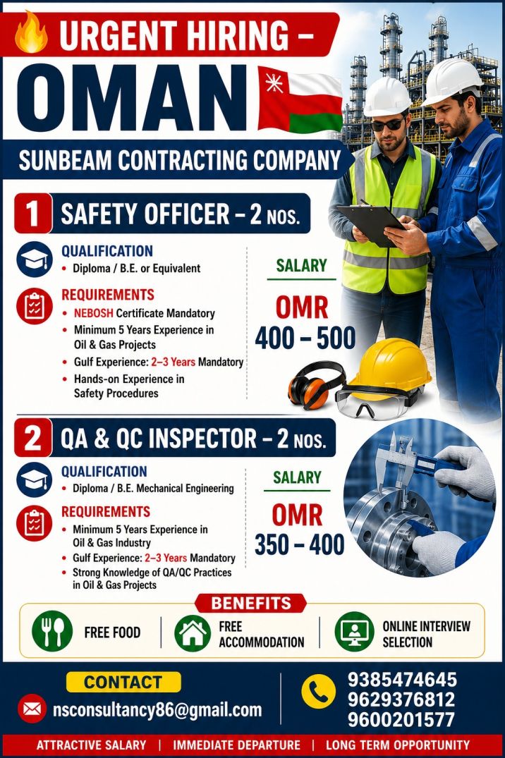 LEADING SUNBEAM CONTRACTING COMPANY REQUIREMENT FOR OMAN