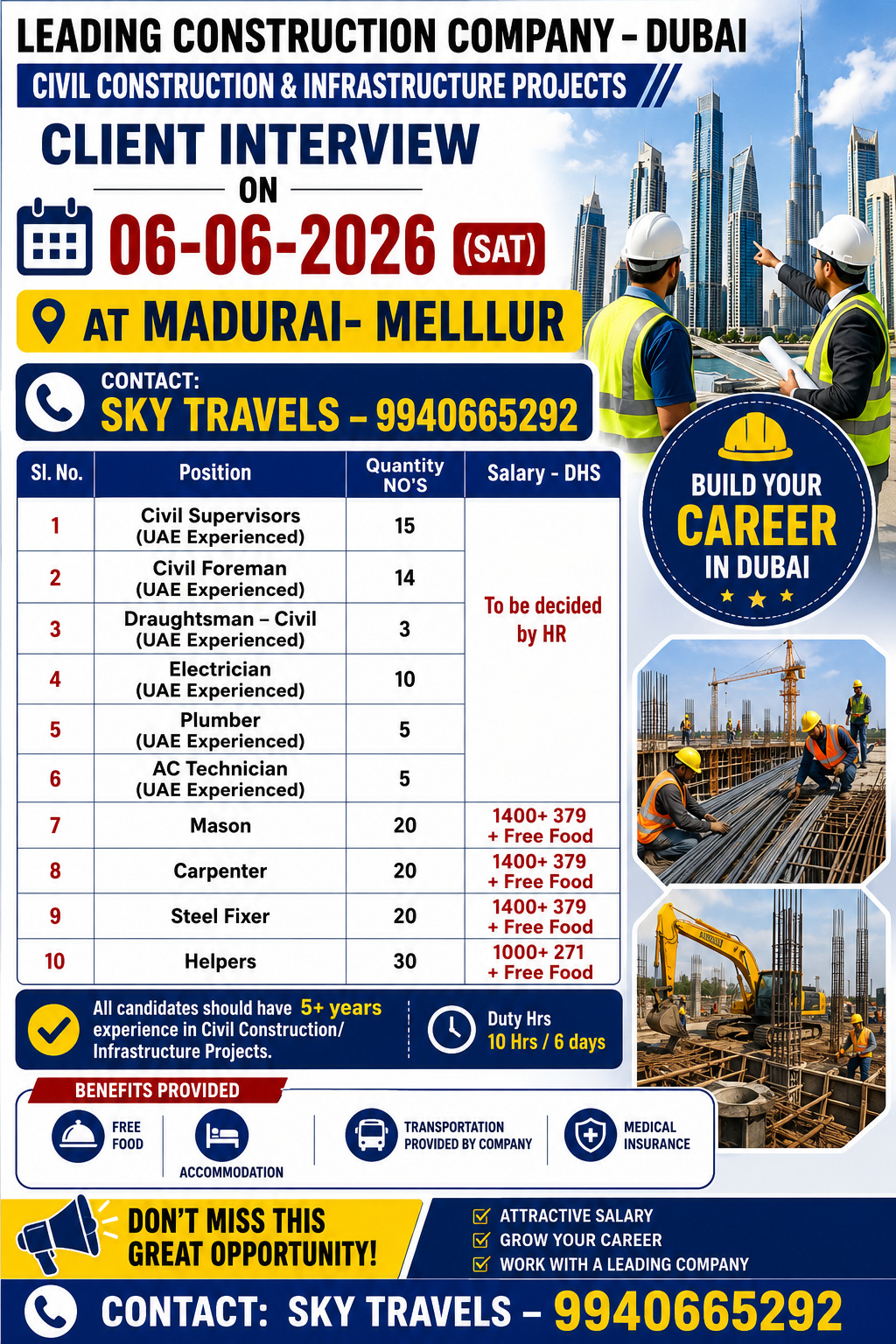 Urgently Required For Leading Company – Dubai.