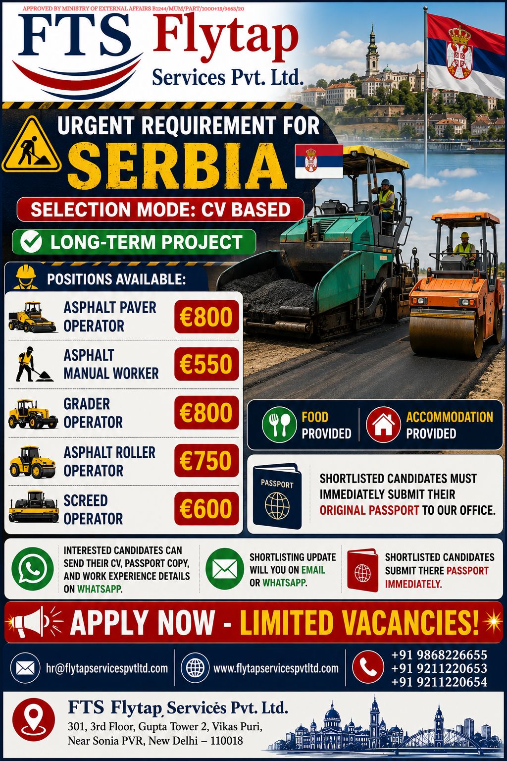 🚧 Urgent Hiring for Serbia – Long-Term Road Construction Project 🇷🇸