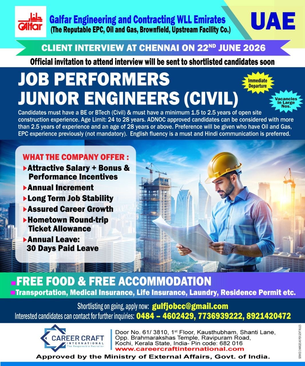 Client Interview in Chennai on 22nd June, 2026 for Galfar Engineering, UAE –