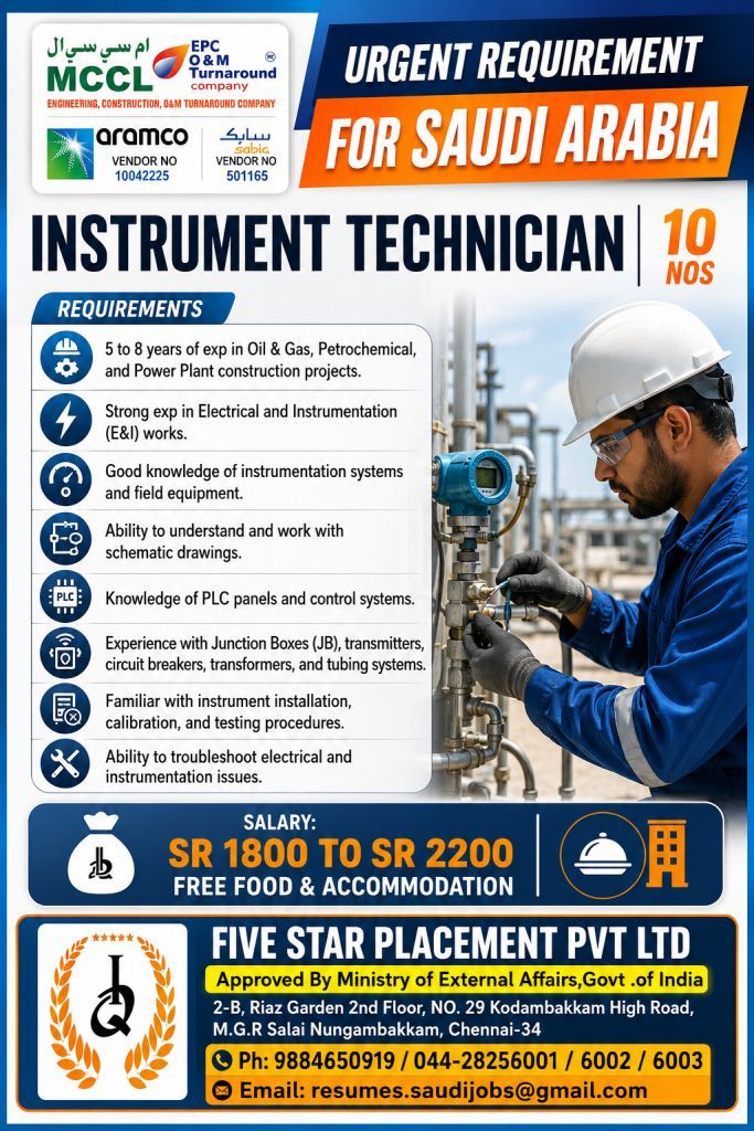 URGENT REQUIREMENT FOR SAUDI ARABIA
