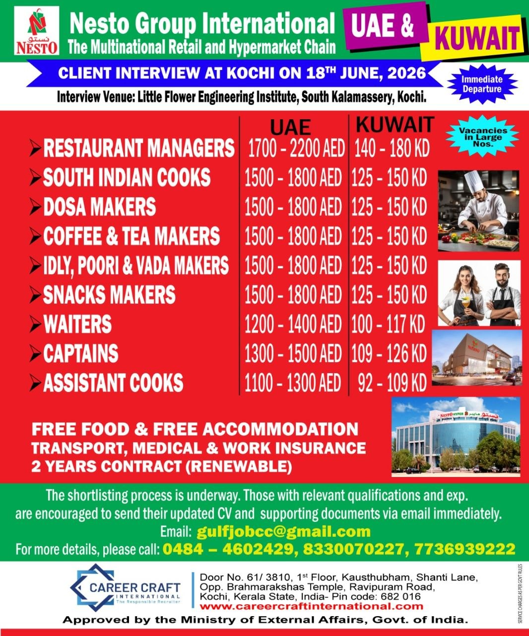 Client Interview in Kochi on 18th June, 2026 for NESTO GROUP, UAE & KUWAIT