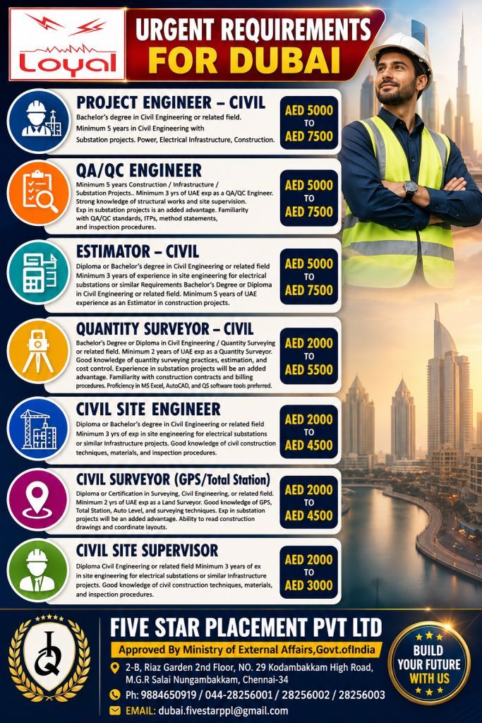 URGENT REQUIREMENT FOR DUBAI