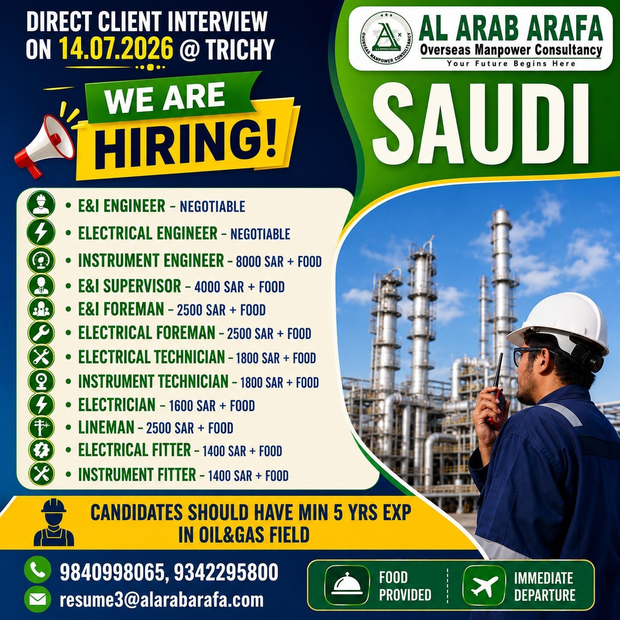 DIRECT LINE INTERVIEW ON 14-07-2026 @ TRICHY