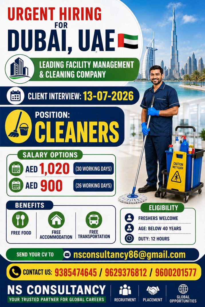 LEADING FACILITY MANAGEMENT & CLEANING COMPANY REQUIREMENT DUBAI