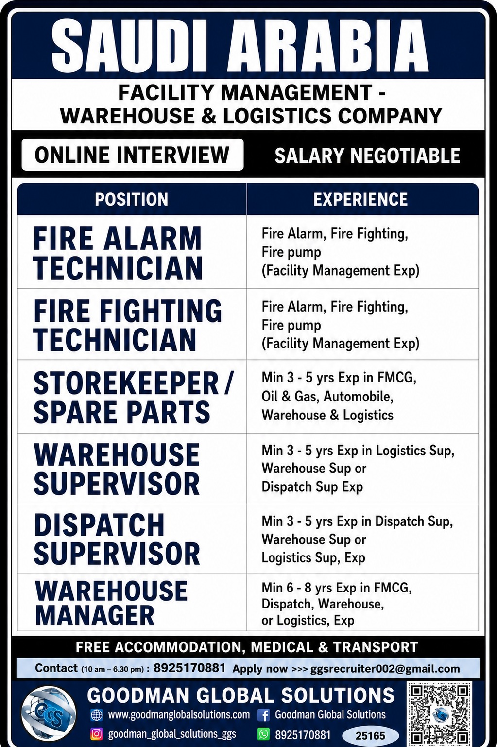 SAUDI ARABIA –  OIL & GAS CONSTRUCTION PROJECT – LONG TERM CV  SELECTION FOLLOWED BY ONLINE INTERVIEW
