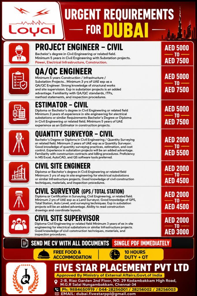 URGENT REQUIREMENT FOR DUBAI