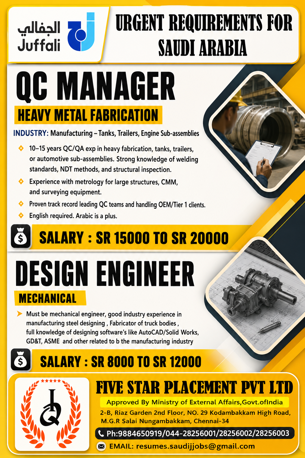 URGENT REQUIREMENT FOR SAUDI ARABIA