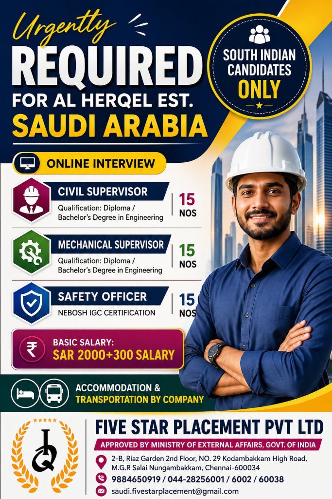 URGENT REQUIREMENT FOR SAUDI ARABIA