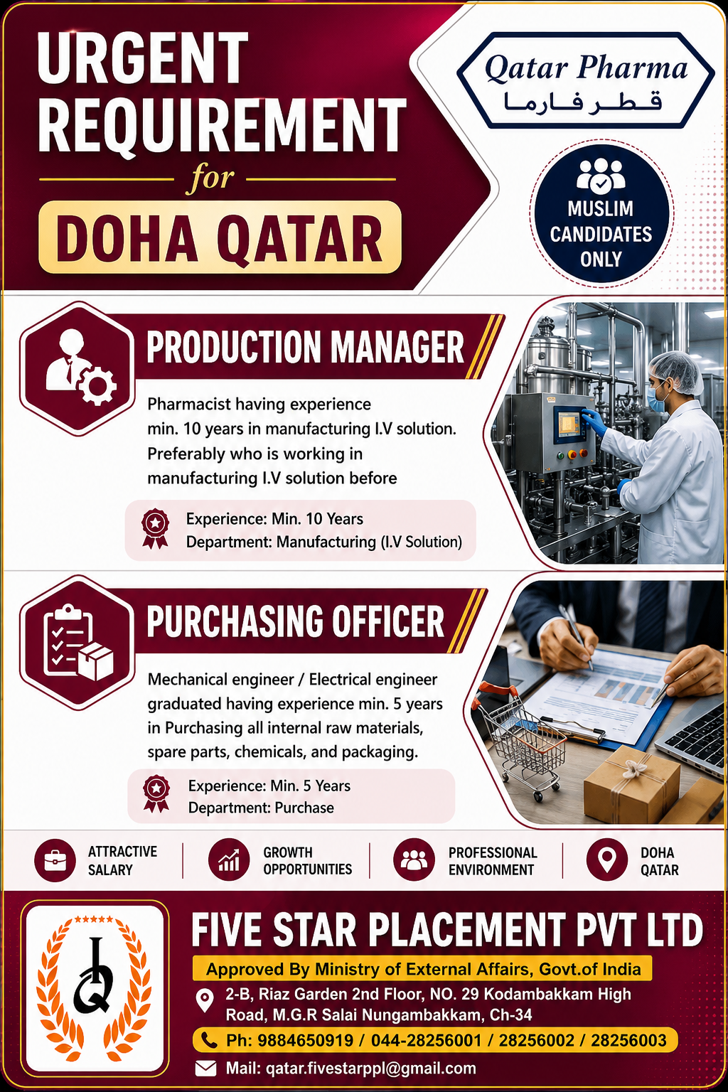 URGENT REQUIREMENT FOR DOHA QATAR