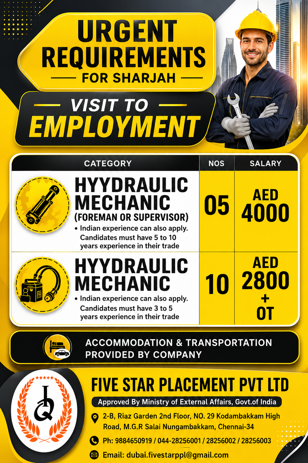 URGENT REQUIREMENT FOR DUBAI