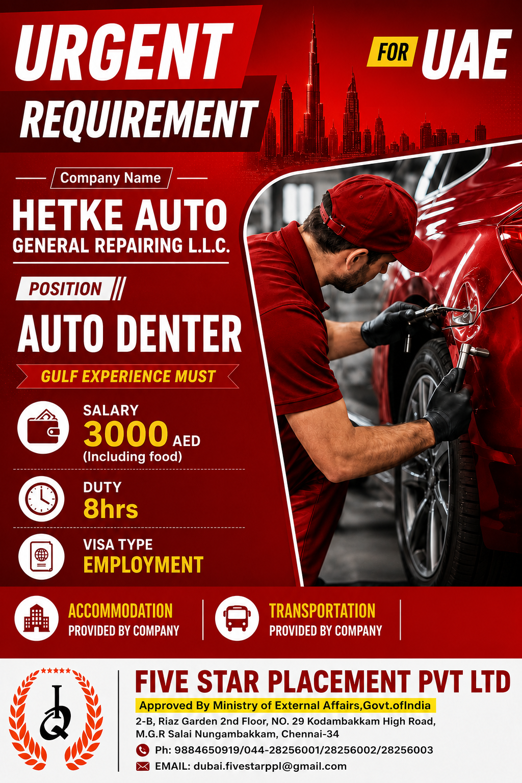 URGENT REQUIREMENT FOR DUBAI
