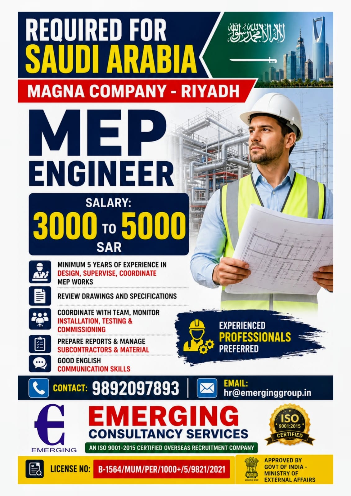 URGENTLY REQUIRED FOR MAGNA COMPANY – RIYADH – SAUDI ARABIA