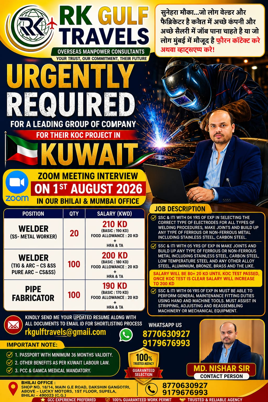 HIRING FOR A LEADING GROUP OF COMPANY – KUWAIT.