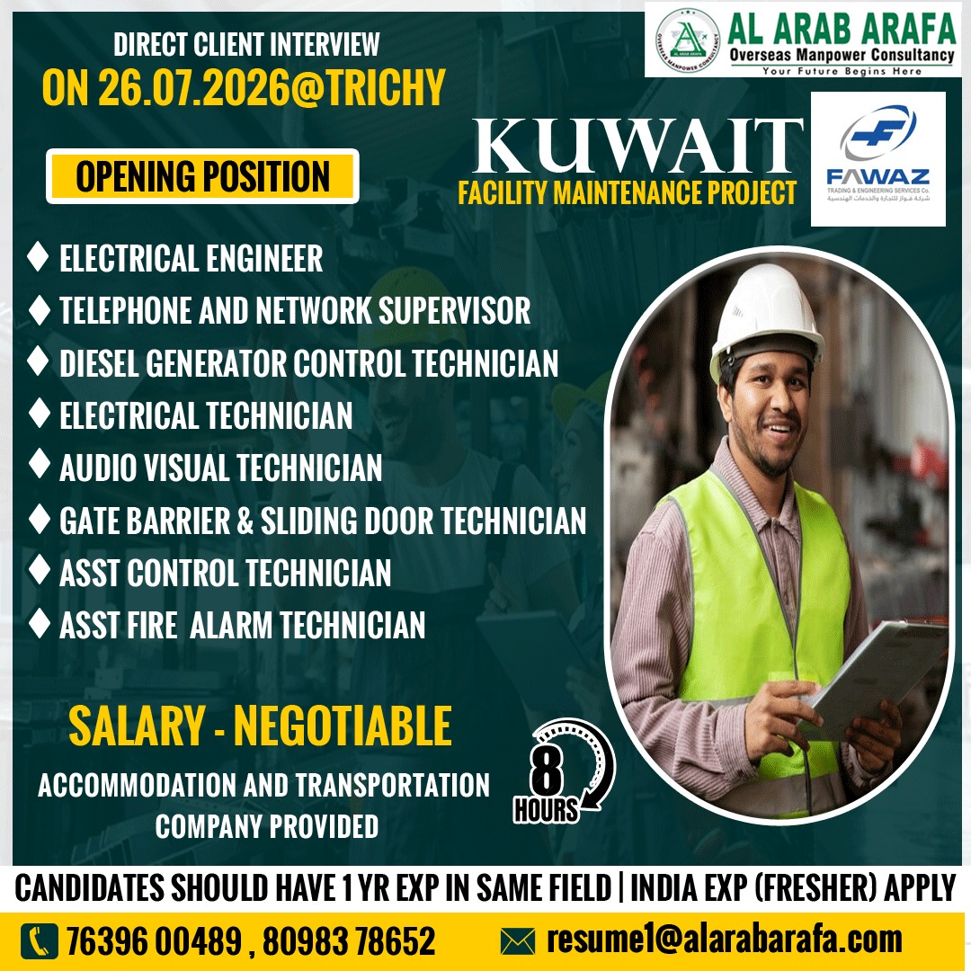 DIRECT CLIENT INETRVIEW ON 26.07.2026 @ TRICHY